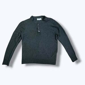 Bonobos Merino Wool Henley Sweater Black Midweight Knit Minimalist Fall Winter